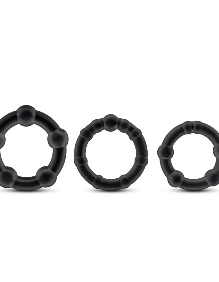 Stay Hard - Beaded Cock Rings - 3 Pack - Black