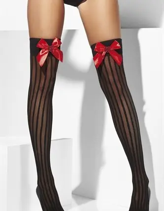 Stockings With Bow and Heart - Black Fv-32108