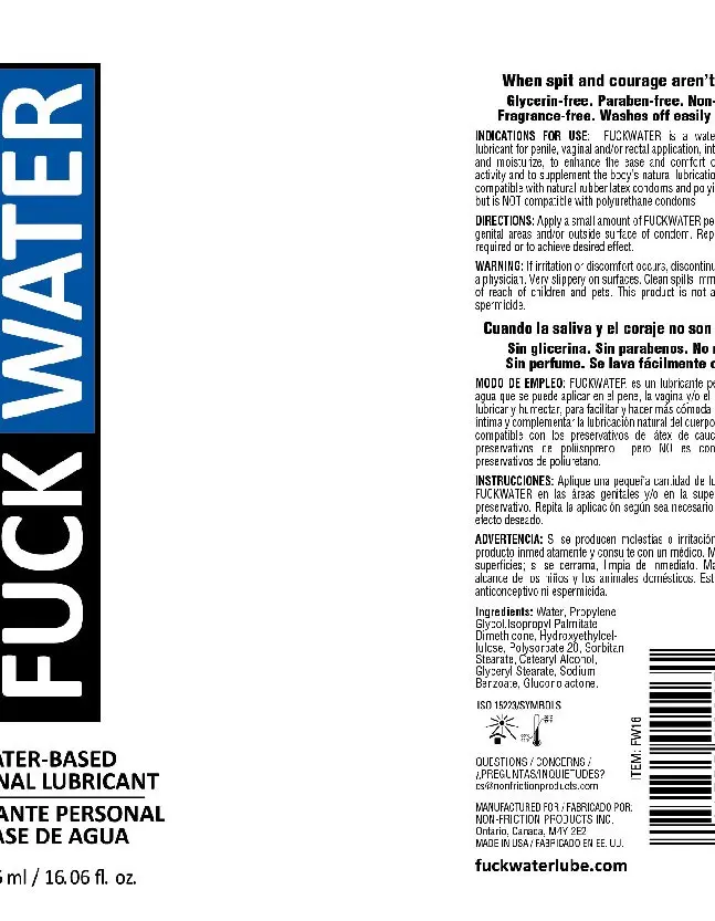 Fuck Water Water-Based Lubricant - 16 Fl. Oz.