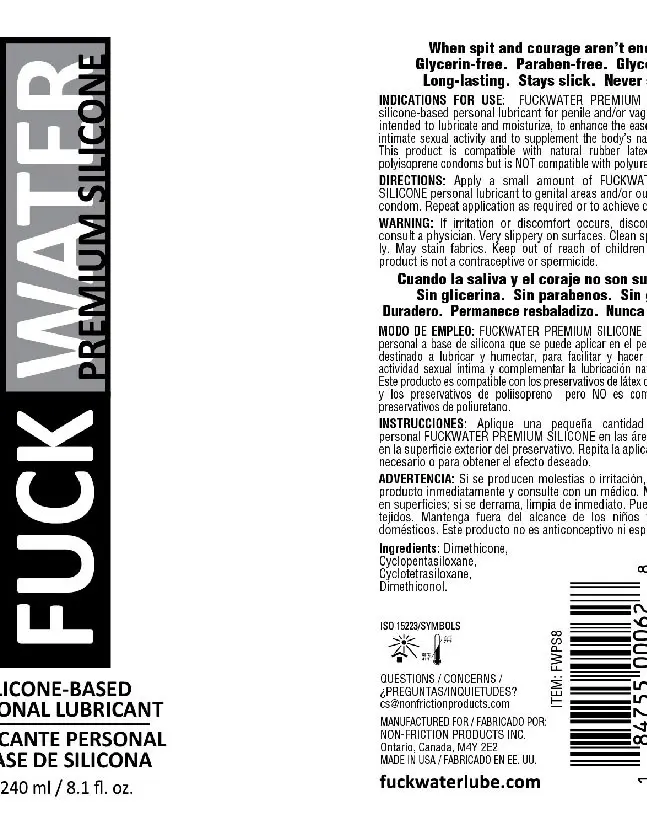 Fuck Water Premium Silicone Lubricant - 8 Fl. Oz.