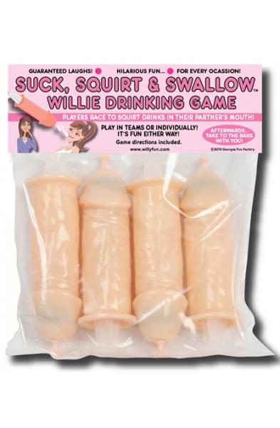 Suck, Squirt, & Swallow Willie Drinking Game - 4 Pack