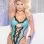 Stretch Lace Thong Teddy - One Size  - Turquoise & Black