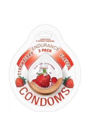 Endurance Condoms - Strawberry - 3 Pack