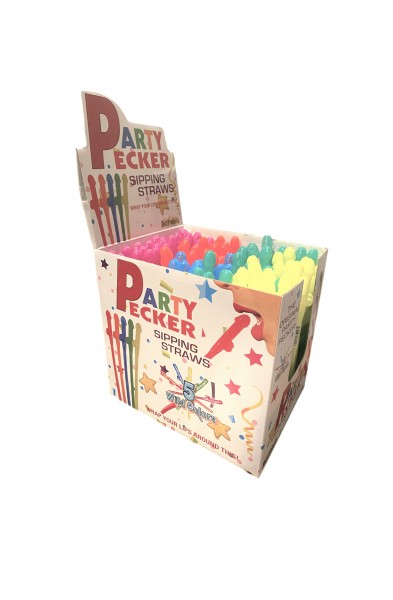 Party Pecker Sipping Straws 5 Assorted Colors 144  Pcs Display