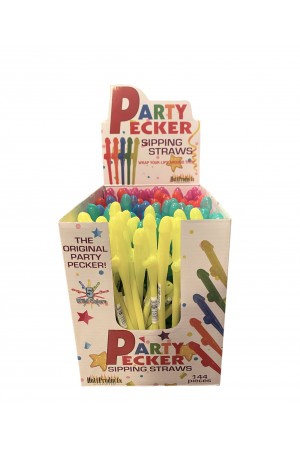 Party Pecker Sipping Straws 5 Assorted Colors 144  Pcs Display