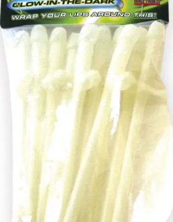 Party Pecker Sipping Straws 10 Pc Bag - Glow in the Dark