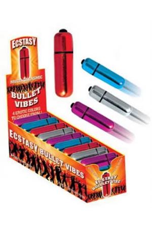 Ecstasy Bullet Vibes Assorted Colors 36 Pcs Per Display