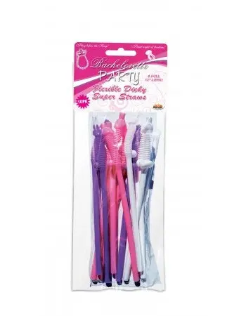 Bachelorette Party Jumbo Flexy Pecker Straws 10 Pack