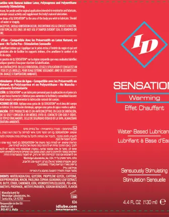 ID Sensation Warming Water Based Lubricant 4.4 Oz