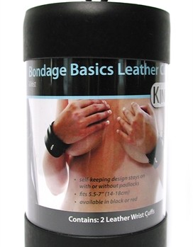 Bondage Basics Black Leather Wrist Cuffs