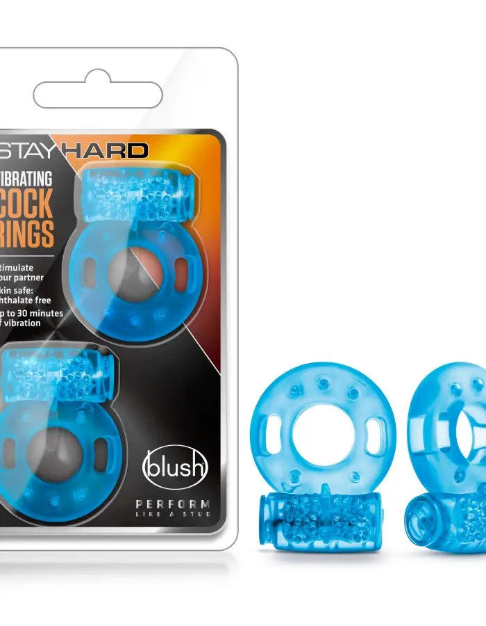 Stay Hard - Vibrating Cock Rings - 2 Pack - Blue