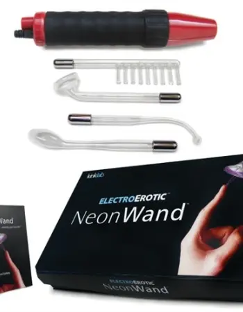 Neon Wand Electrosex Kit - Red and Black Handle Red Electrode