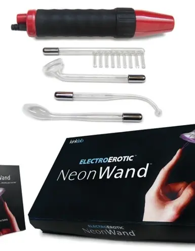 Neon Wand Electrosex Kit - Red and Black Handle Red Electrode