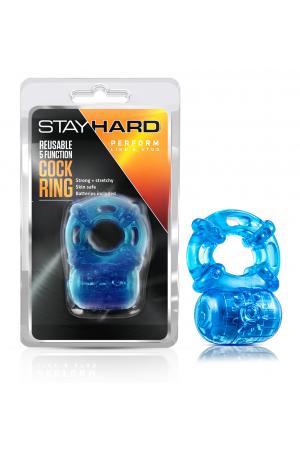 Stay Hard Reusable 5 Function Vibrating Cock Ring - Blue