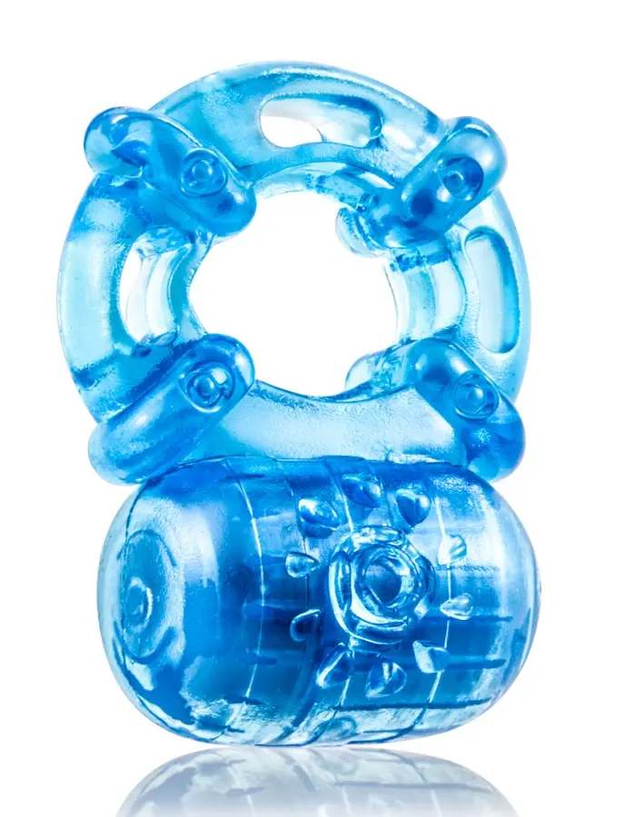 Stay Hard Reusable 5 Function Vibrating Cock Ring - Blue
