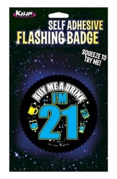 Self Adhesive Flashing Badge - Buy Me a Drink i'm 21