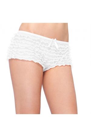 Lace Ruffle Tanga Shorts - One Size - White