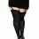 Satin Bow Opaque Thigh Highs - Queen Size - Black
