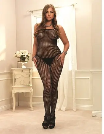 Crochet Net Bodystocking - Queen Size - Black