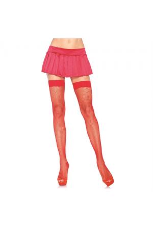 Fishnet Thigh High - One Size - Red