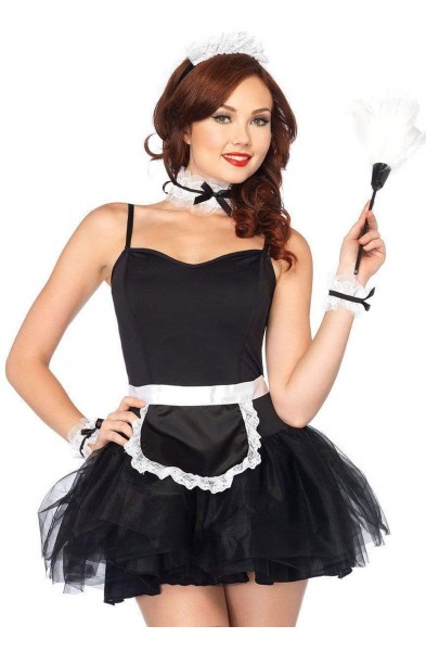 Lace French Maid Costume Kit - Black