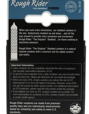 Rough Rider Studded Lubricated Condoms - 3 Pack