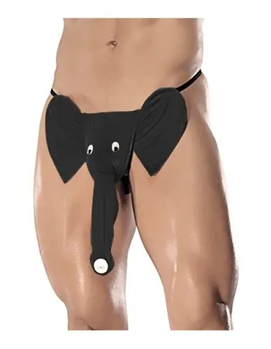 Squeaker Elephant G-String - One Size - Black