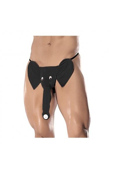 Squeaker Elephant G-String - One Size - Black