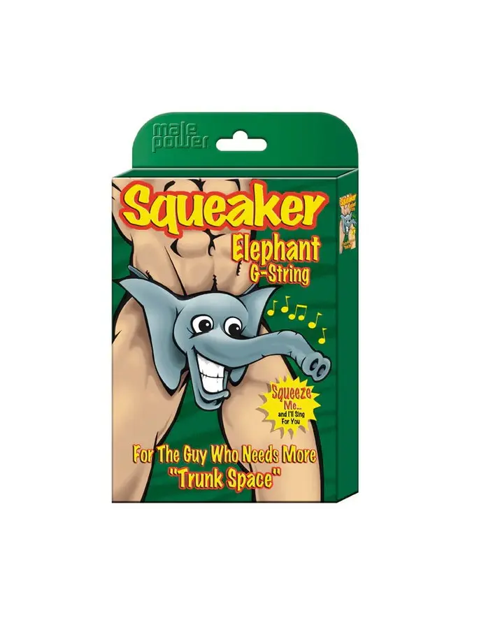 Squeaker Elephant G-String - One Size - Black