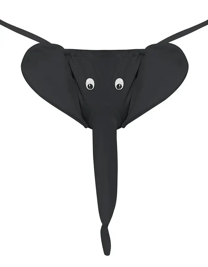 Squeaker Elephant G-String - One Size - Black