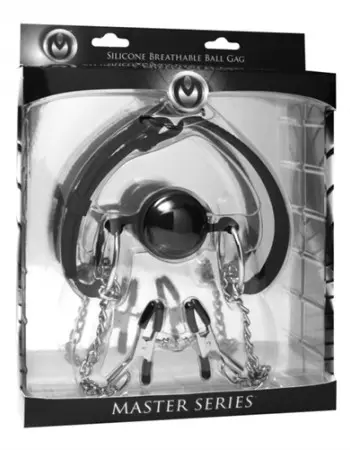 Hinder Silicone Breathable Ball Gag and  Nipple Clamps