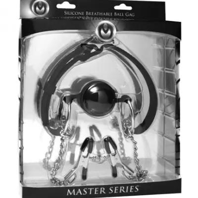 Hinder Silicone Breathable Ball Gag and  Nipple Clamps