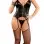 Zip Up Merry Widow Corset and  G-String -  Large- Extra Large - Black
