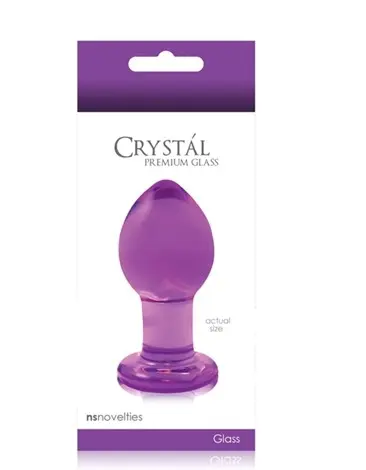 Crystal Premium Glass Plug - Medium - Clear Purple