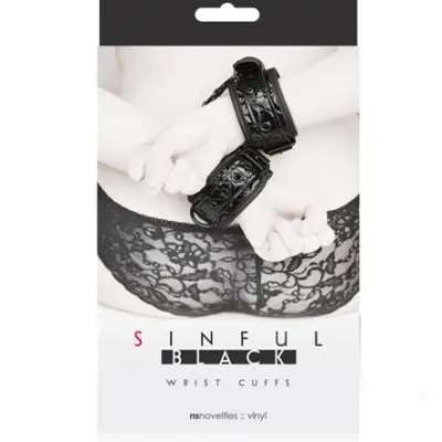 Sinful Wrist Cuffs - Black
