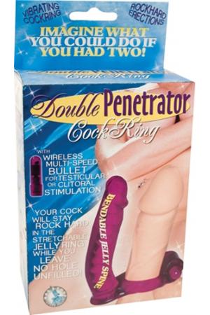 Double Penetrator Cock Ring - Purple