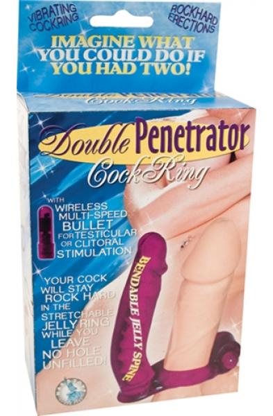 Double Penetrator Cock Ring - Purple