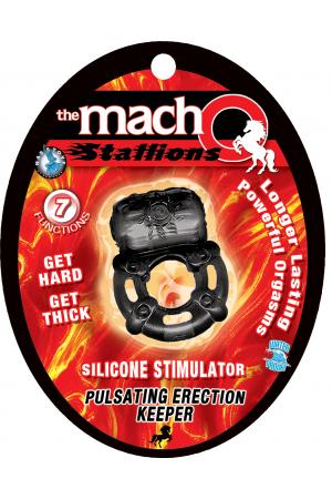 The Macho Stallions Pulsating Erection Keeper - Black