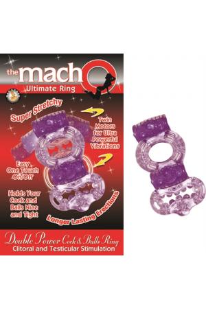 The Macho Collection Double Power Cock and Balls Rising - Purple