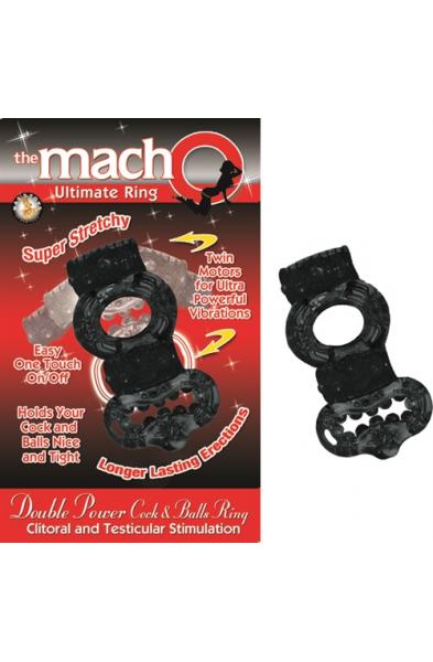 The Macho Collection Double Power Cock and Balls Rising - Black