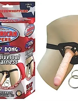 All American Whoppers 7-Inch Dong With Universal Harness-Flesh