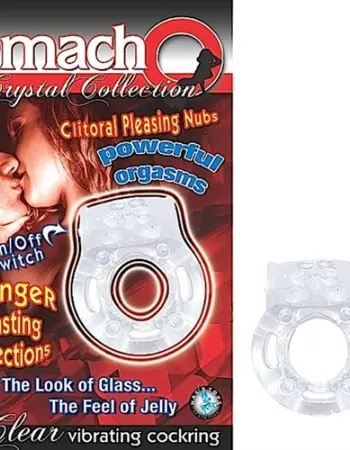 The Macho Crystal Collection Vibrating Cock Ring- Clear