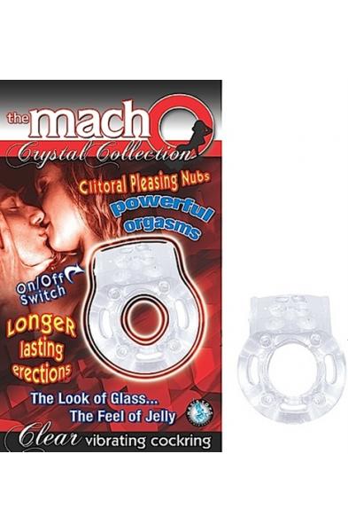 The Macho Crystal Collection Vibrating Cock Ring- Clear