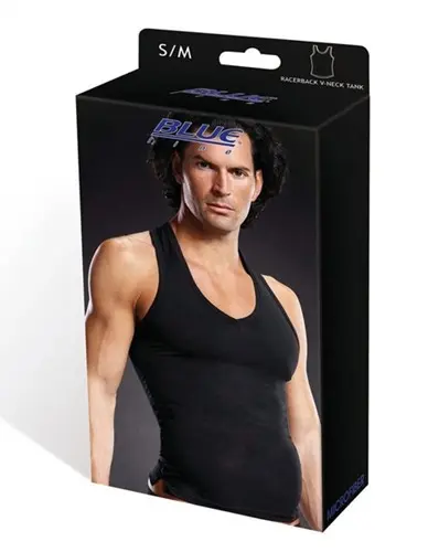 Performance Microfiber Pinstripe v-Neck Tank -  Black - Large - Extra Large