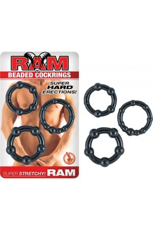 Ram Beaded Cockrings - Black