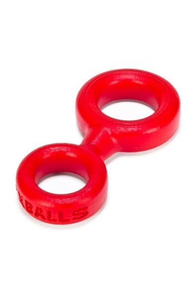 8 Ball Cockring With Attached Ball Ring  Ox Balls - Red