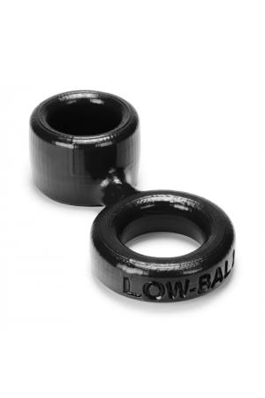 Low Ball Cock Ring With Attached Ball Stretcher  - Black