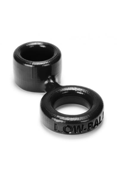 Low Ball Cock Ring With Attached Ball Stretcher  - Black