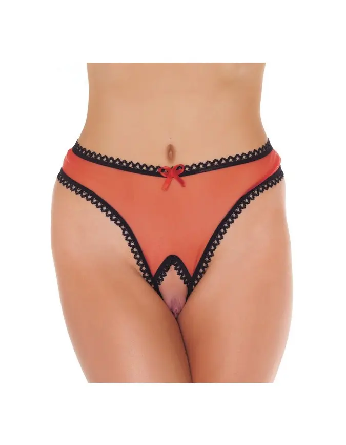 Love Me - Mesh Open Crotch Thong Panty