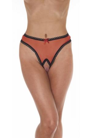 Love Me - Mesh Open Crotch Thong Panty